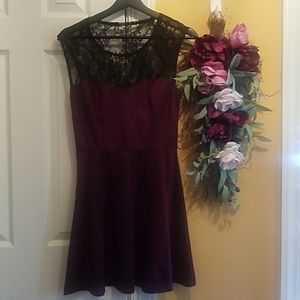 Maroon and black lace dress